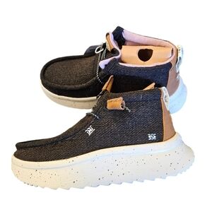 Hey Dude Wendy Peak Hi Black Platform Ankle Booties Womens NEW